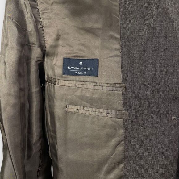 Ermenegildo Zegna Neiman Marcus Blazer Mens 42R 'Traveller' Brown Herringbone - Picture 8 of 12